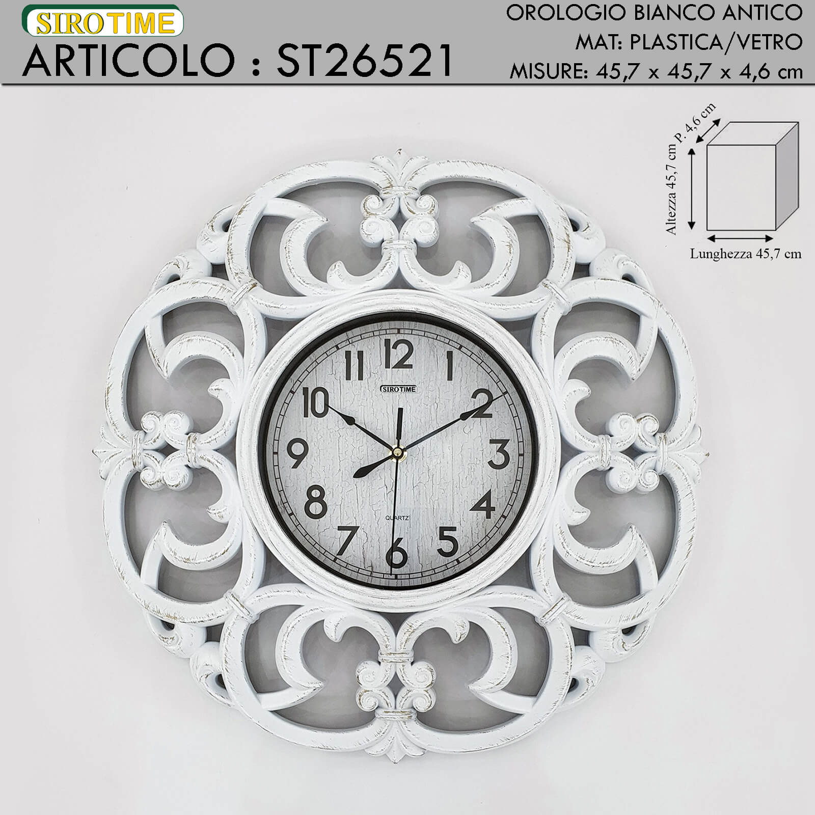 OROLOGIO BIANCO CM. 46X46X4.6