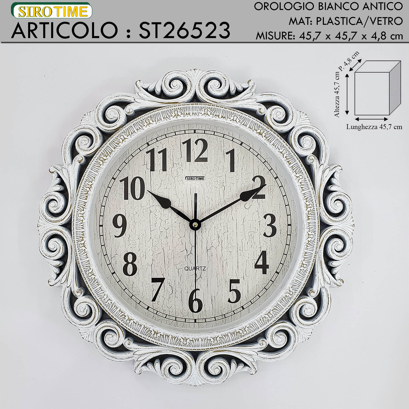 OROLOGIO BIANCO CM. 46X46X4.8