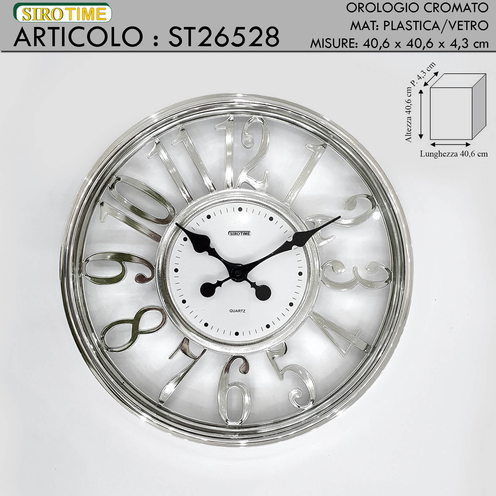 OROLOGIO CROMO CM. 41X41X4.3