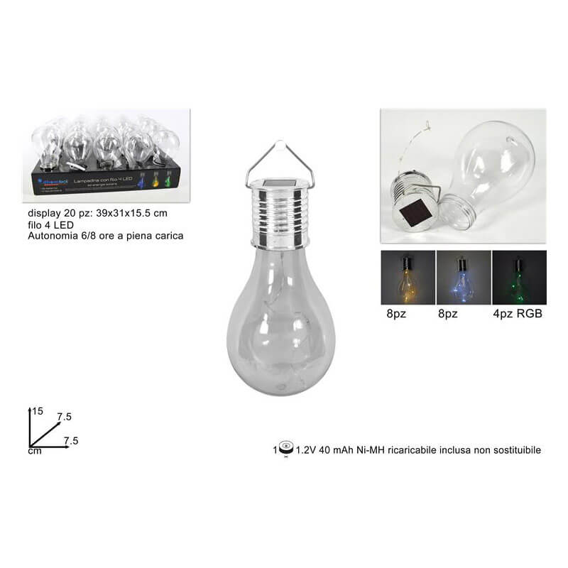 LAMPADINA TRASP.LED SOLARE ASS.3