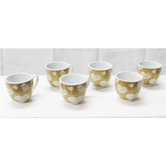 SET 6 TAZZINE CAFFE C/P CUORI TORTORA