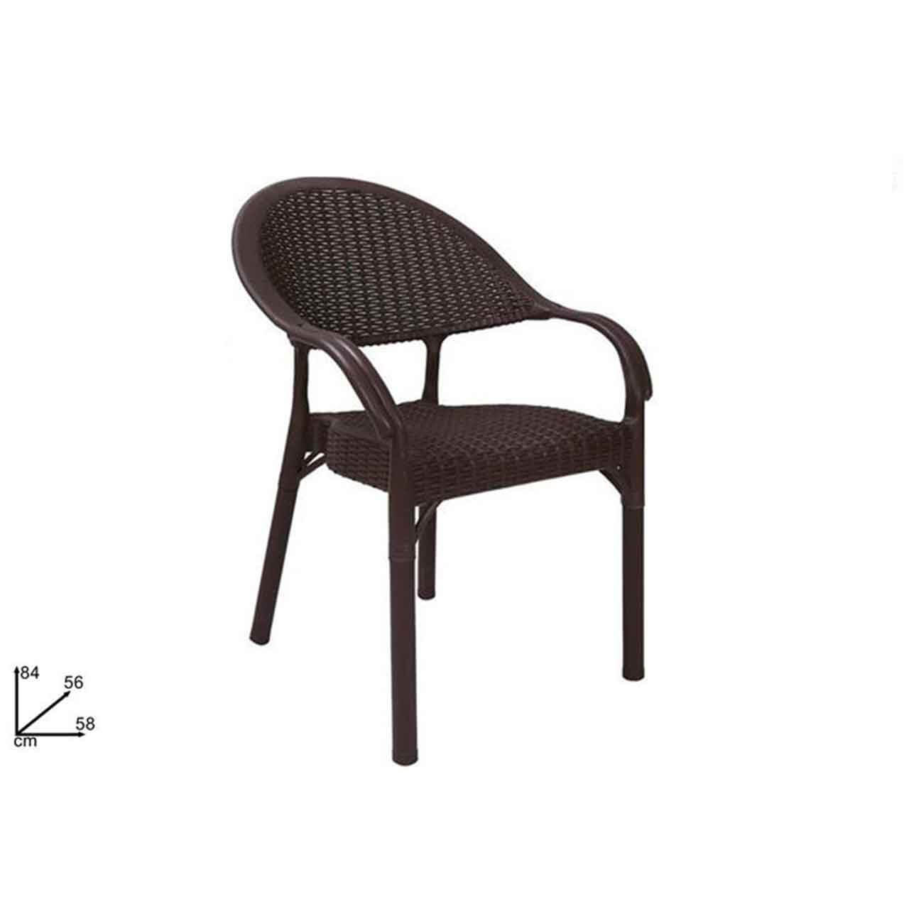 SEDIA PLASTICA EFFETTO RATTAN MARRONE