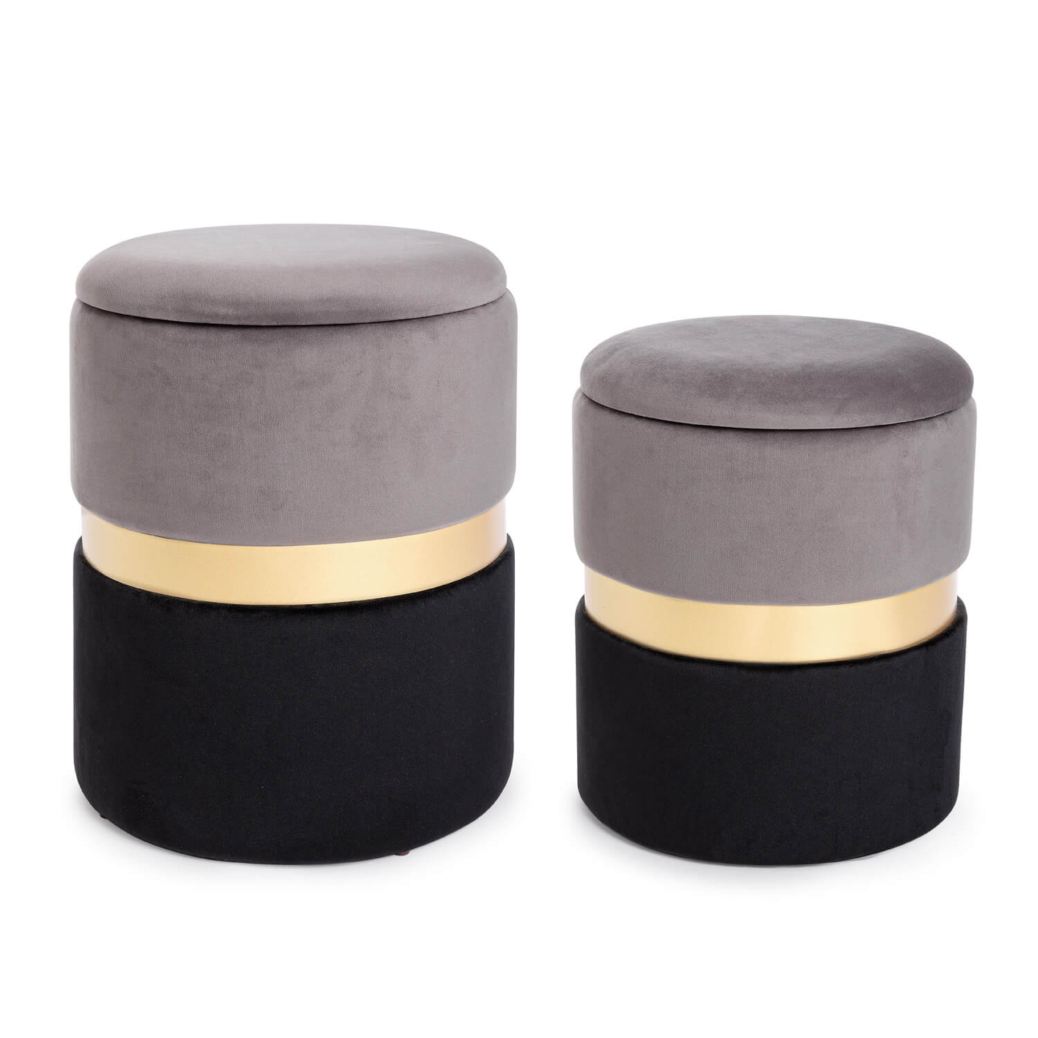 POUF CONTENITORE POLINA GRIGIO/NERO GRANDE