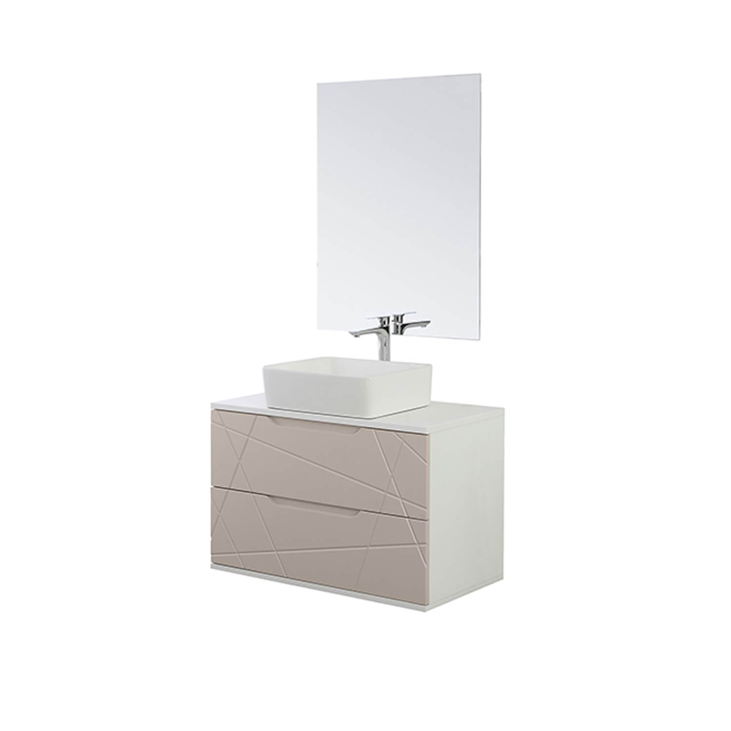 *MOBILE BAGNO CM.90 2 CASSETTI BIANCO-TORTORA