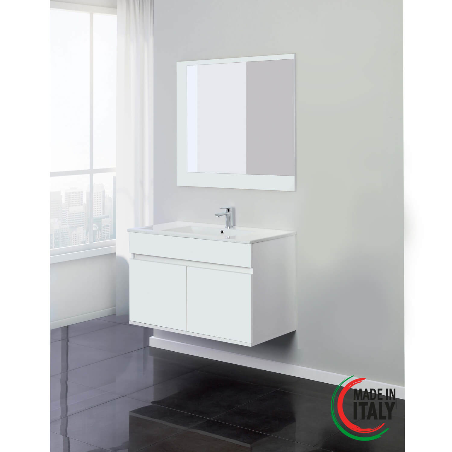 MOBILE BAGNO SOSPESO 2 ANTE CM.90 BIANCO