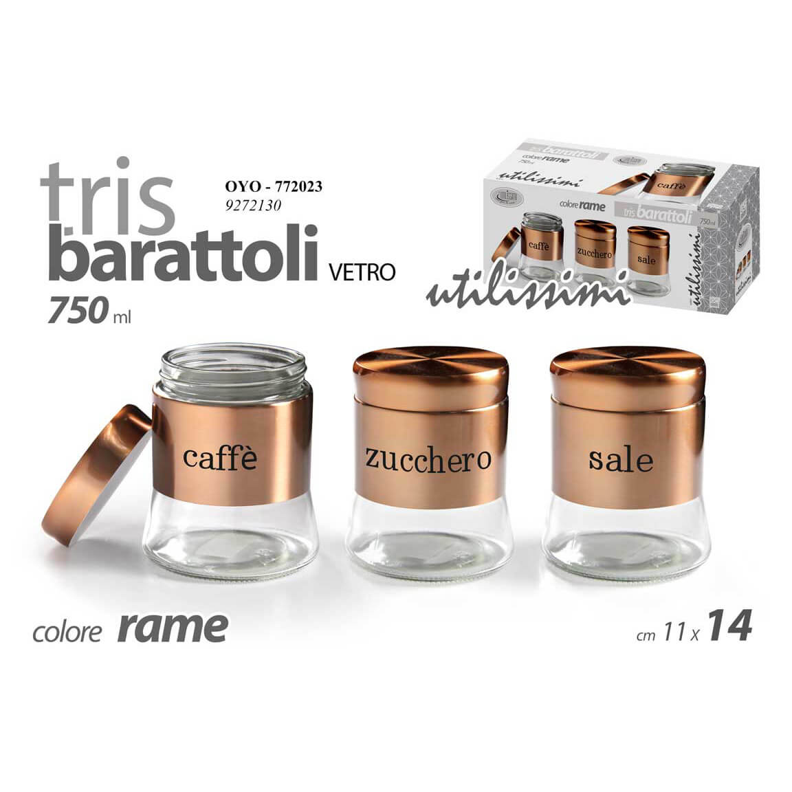 SET 3 BARATTOLI 750ML RAME