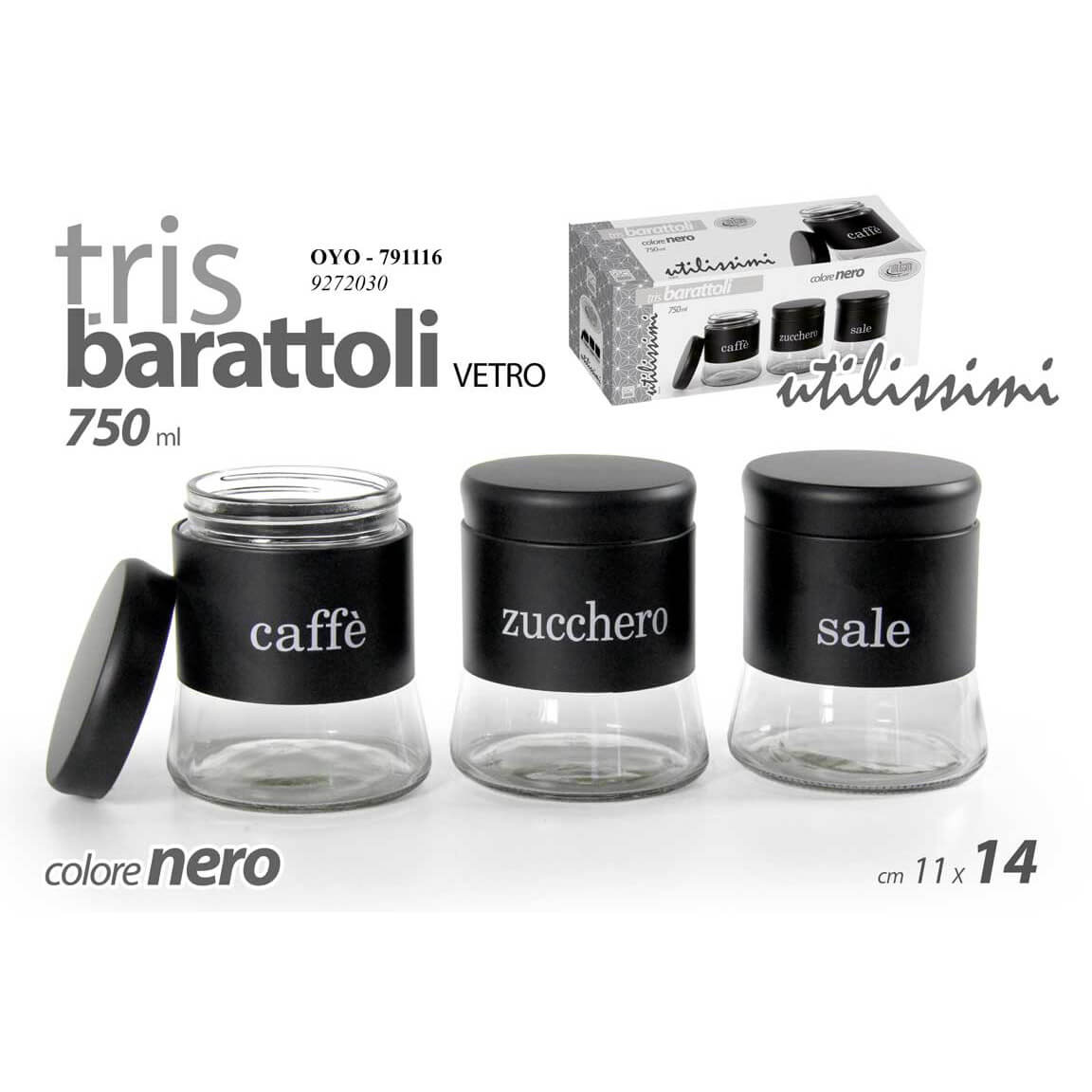 SET 3 BARATTOLI 750ML NERI