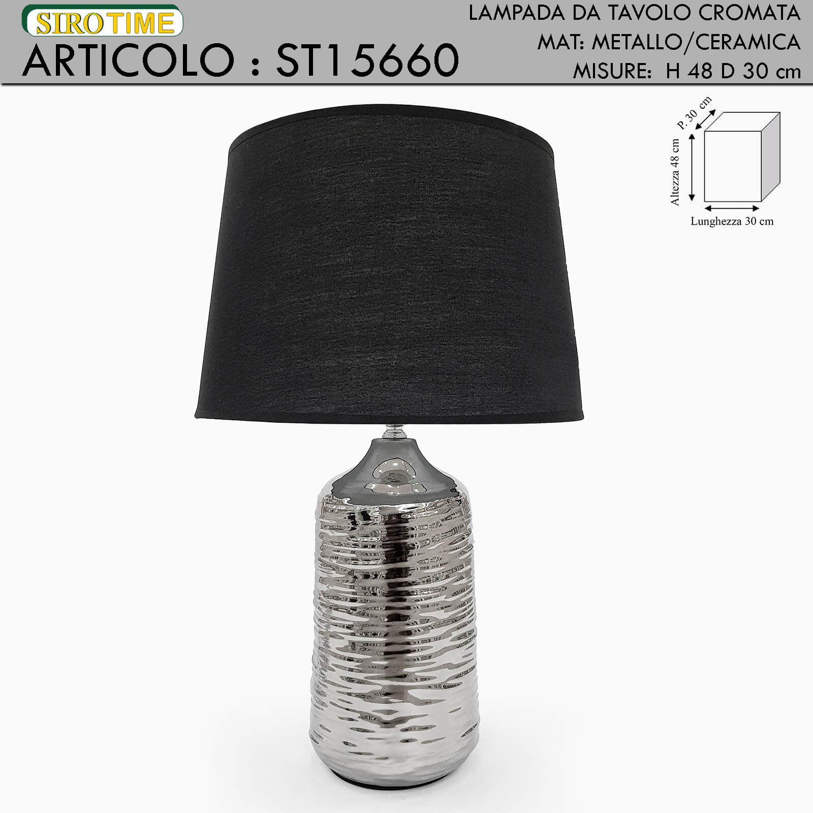 LAMPADA DA TAVOLO H.50 CROMO NERO