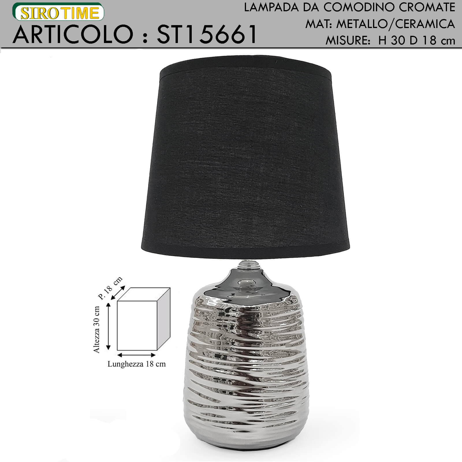 LAMPADA DA TAVOLO CM.17.5X29 CR/NERO