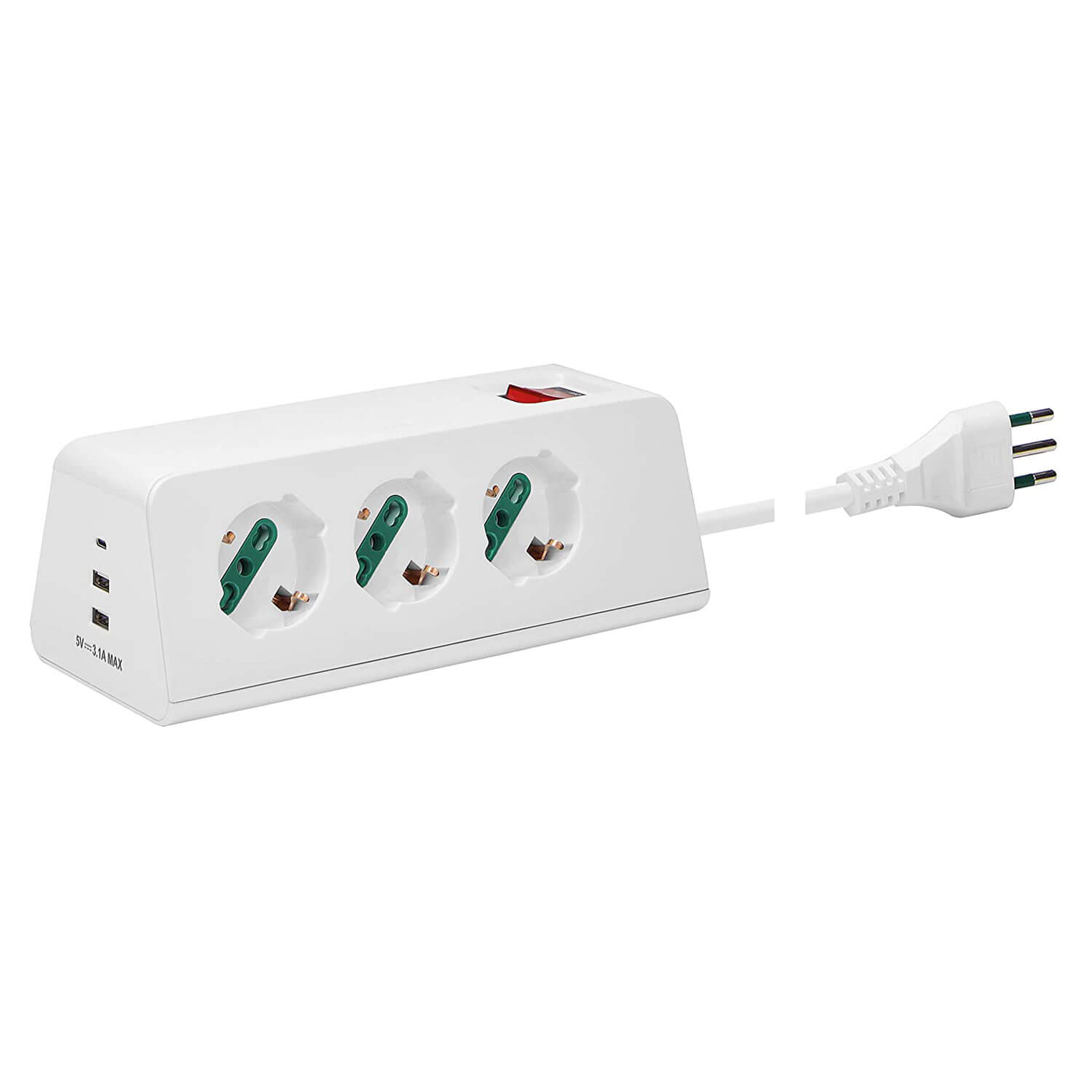 PRESA SCRIVANIA 3 UNIVERSALE BIANCO 3USB+S11+CBE