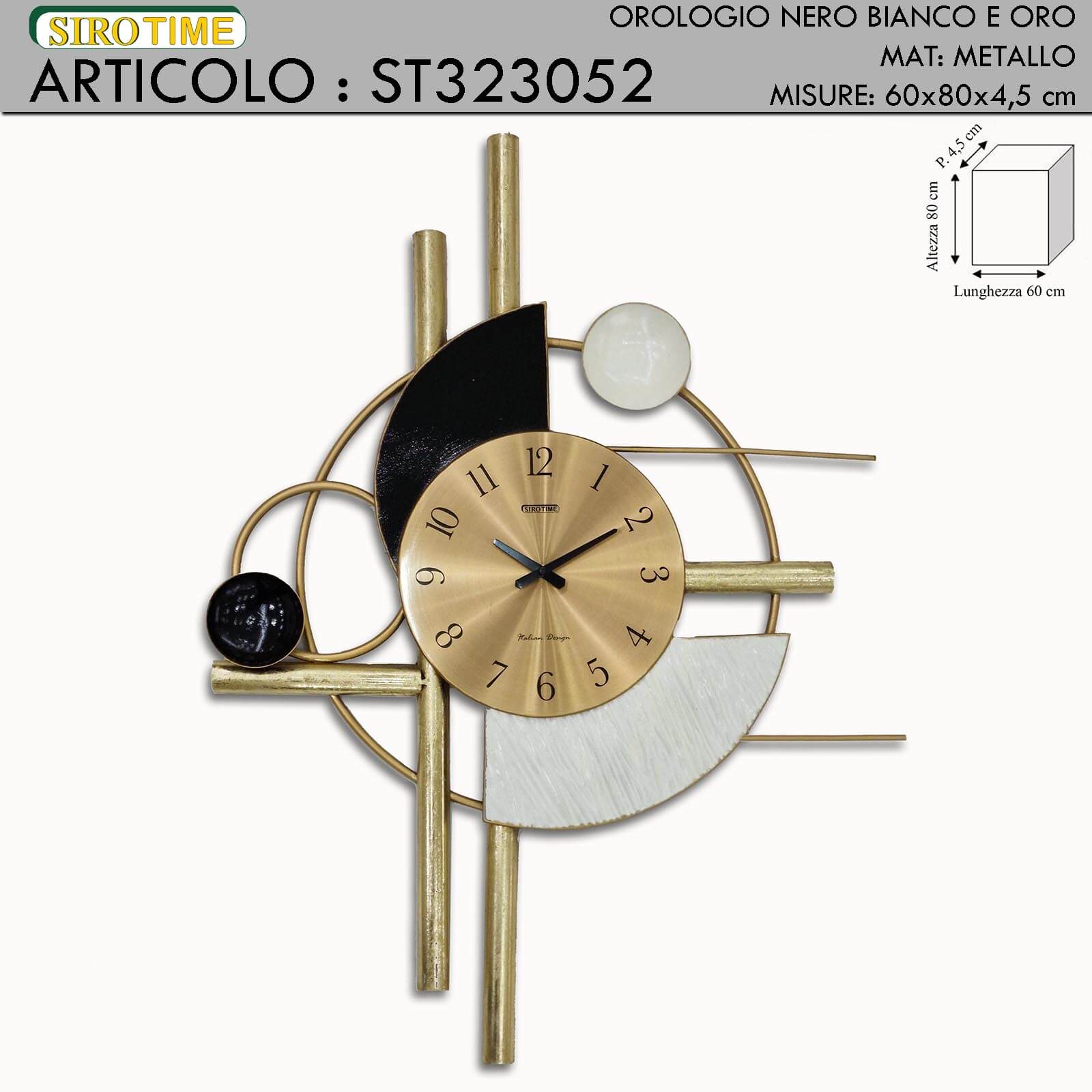 OROLOGIO CLR NERO/ORO CM.60X80X4.5