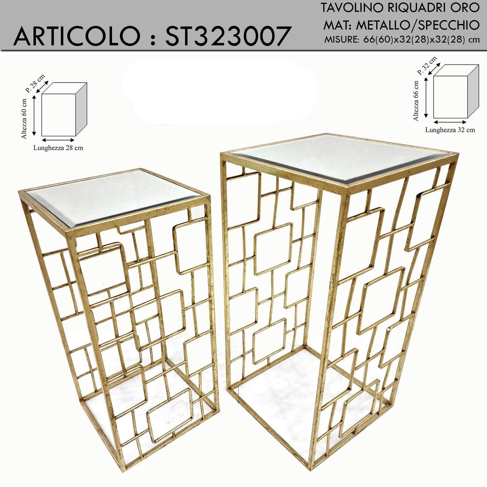 TAVOLINO RIQUADRO CM. 32X32X66H ORO