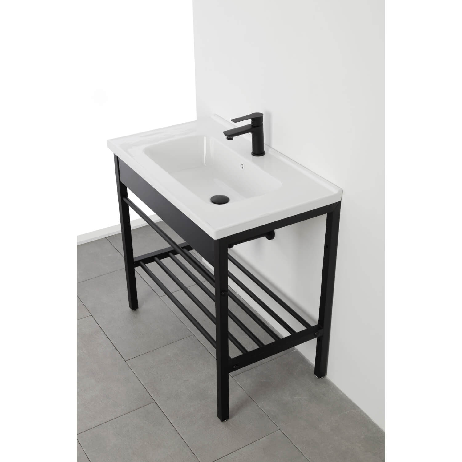 COMP.BAGNO METALLO CM.80 C/LAVABO E SPECCHIO NERO