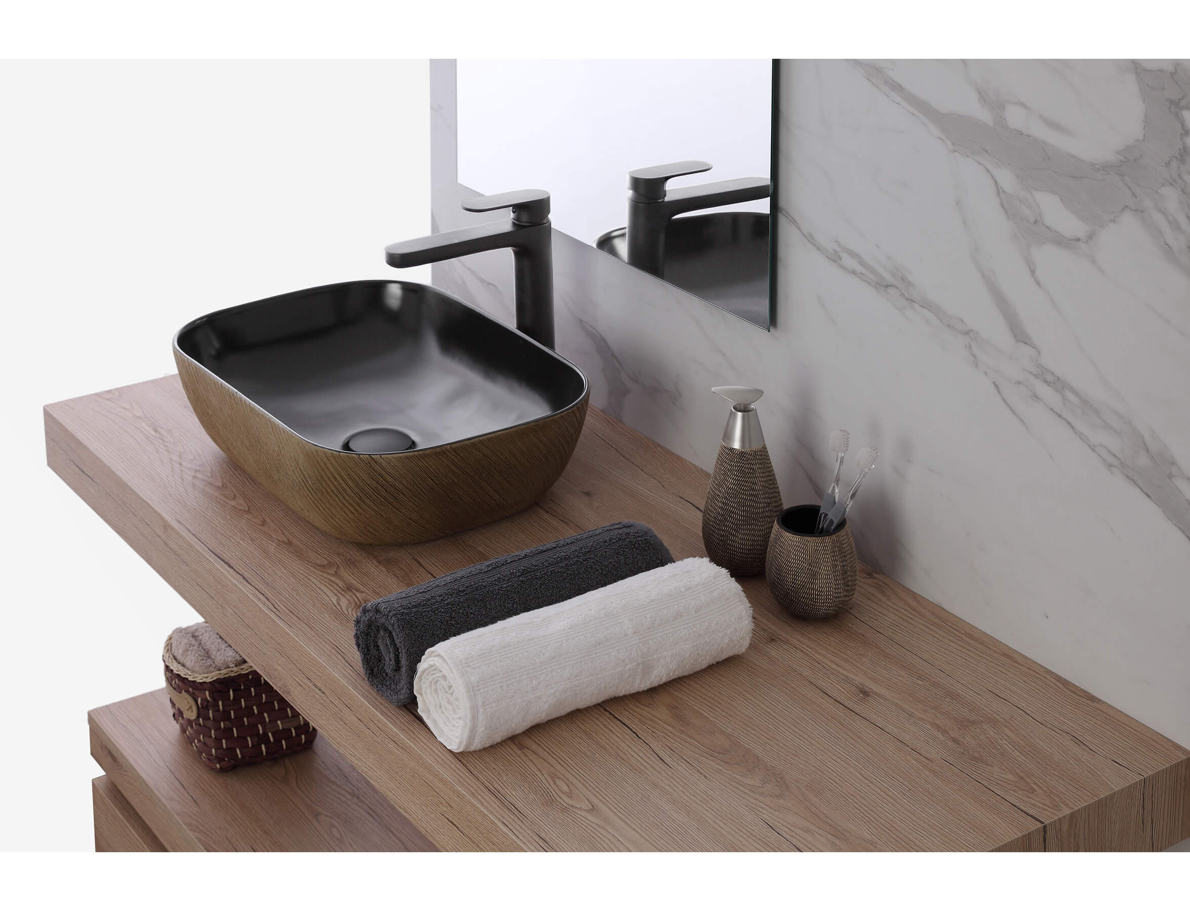 LAVABO DA APPOGGIO CERAMICA CM.45.5X32.5X13.5 NERO