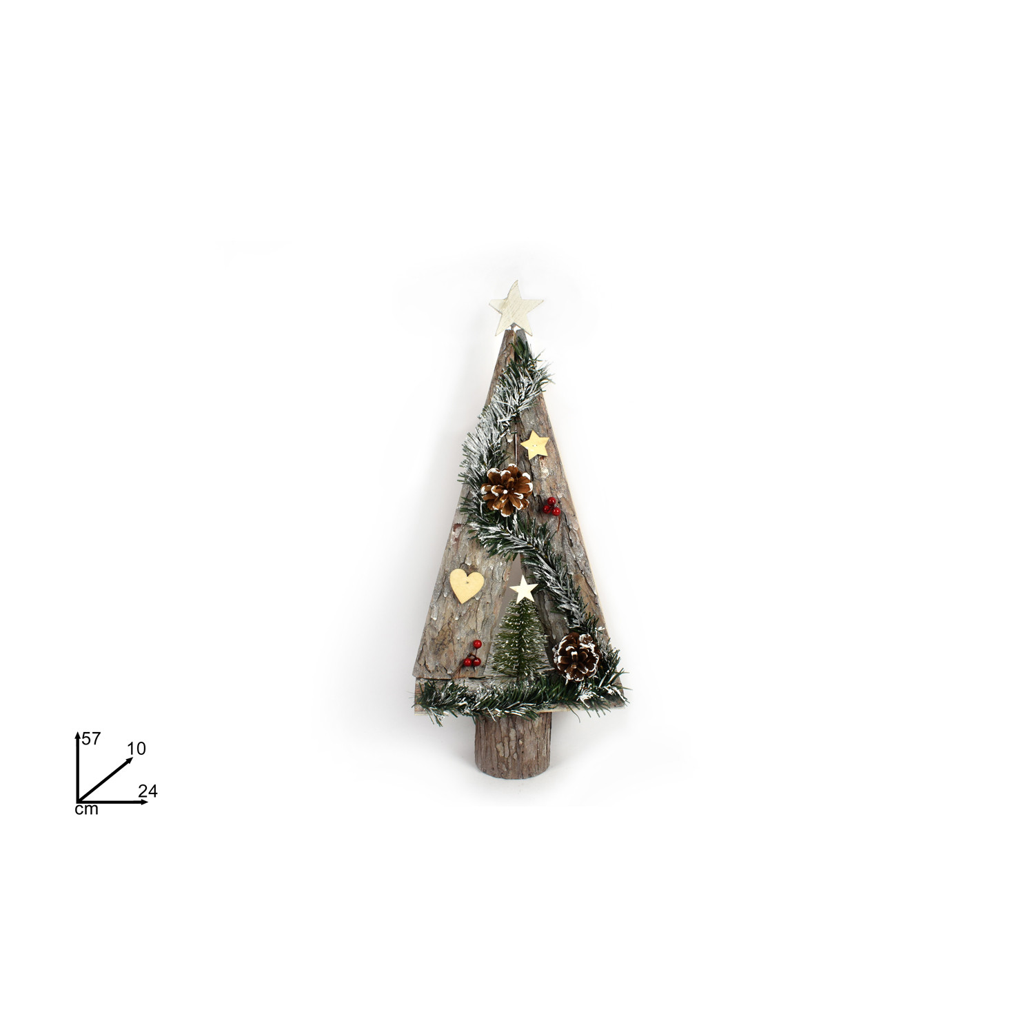 ALBERO LEGNO DECORATO RAMETTI PIGNE BACCHE