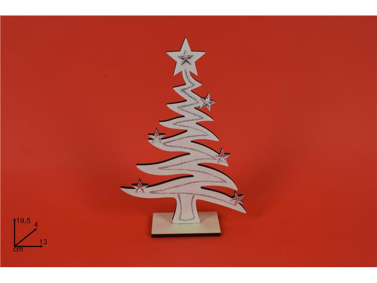 ALBERO LEGNO BIANCO C/STELLE SILVER