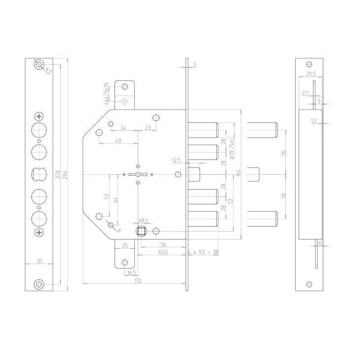 SERRATURA TRIPLICE P/BLIND. 2205S