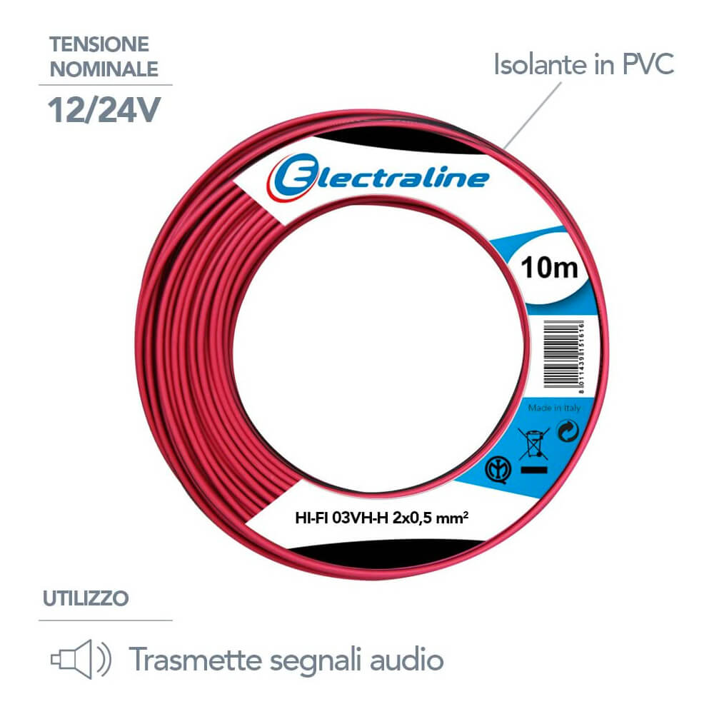 CAVO FLES.POLAR.2X0.5 NER/ROS.MT10