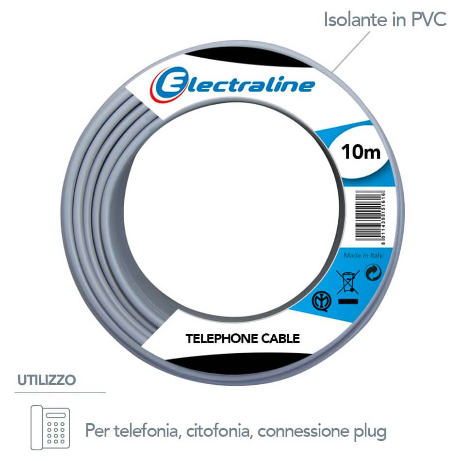 CAVO TELEFONIC.2 CP+T GRIGIO MT.10