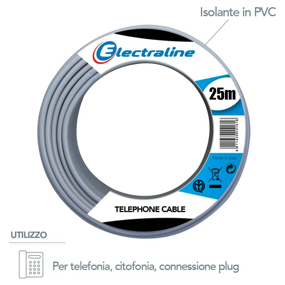 CAVO TELEFONIC.2 CP+T GRIGIO MT.25