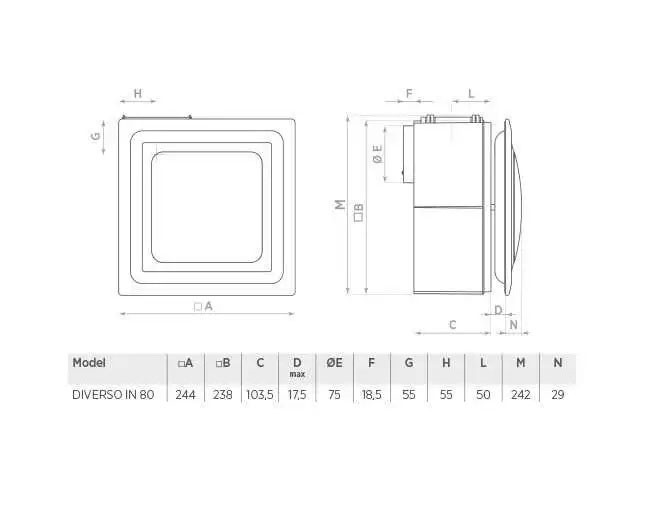 ASPIRATORE DIVERSO 80 IN
