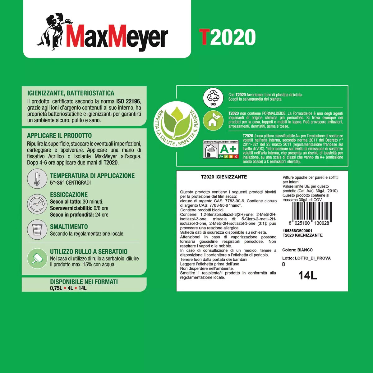 PITTURA TRASPIRANTE T2020 BIANCA LT.14