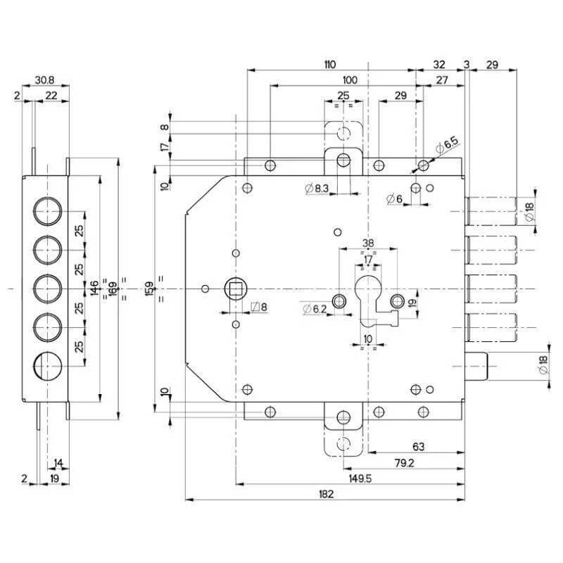 CONTROPIASTRA PER SERRATURA 855