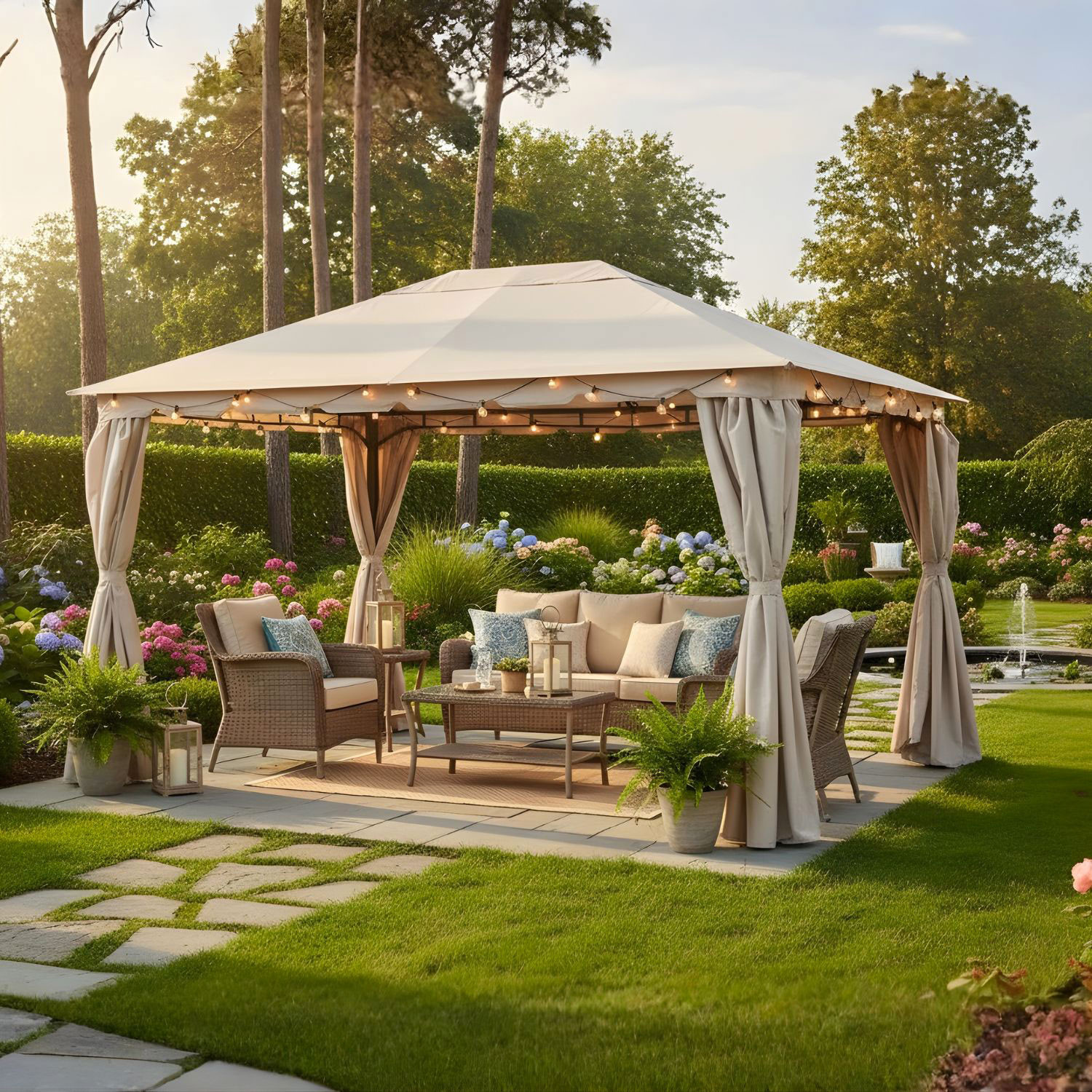 GAZEBO IN FERRO ROMA MT.3X4 ECRU