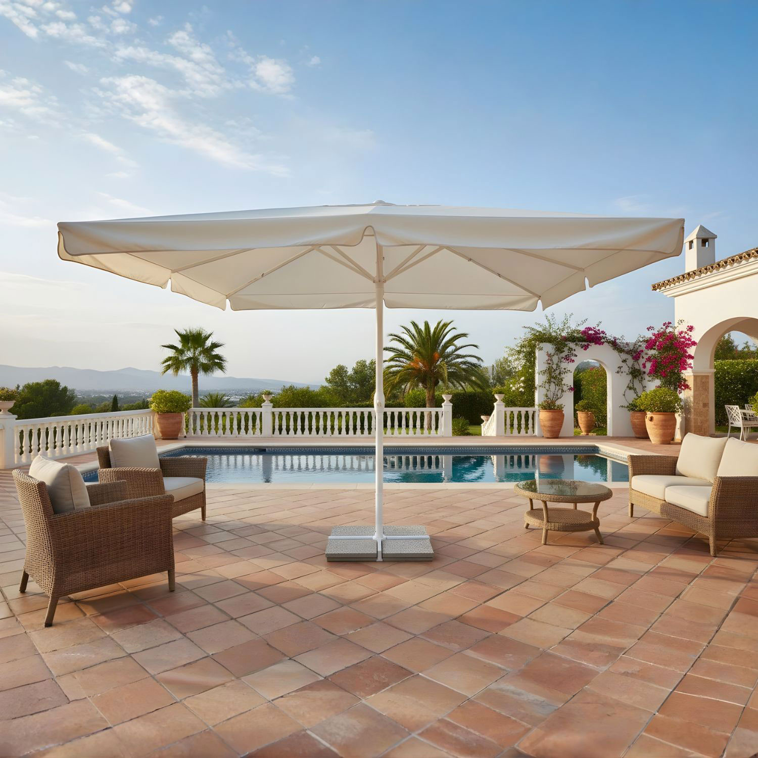 OMBRELLONE ALGHERO MT.4X4 BIANCO TELO GRIGIO