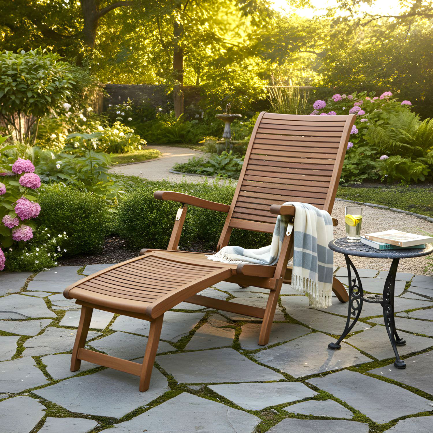 POLTRONA STEAMER NOEMI LEGNO ACACIA C/POGGIAPIEDI