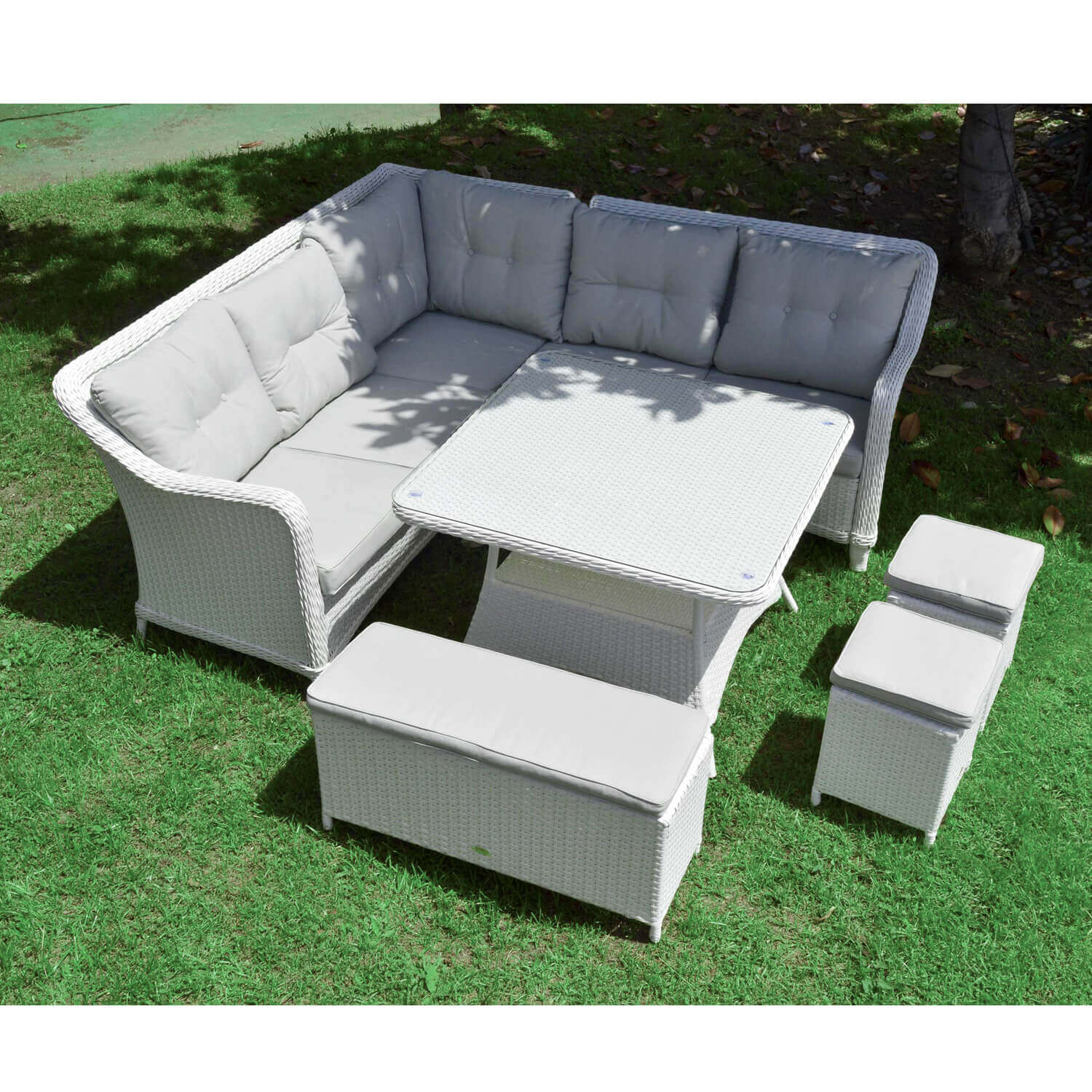 SALOTTO AD ANGOLO POLYRATTAN BIANCO