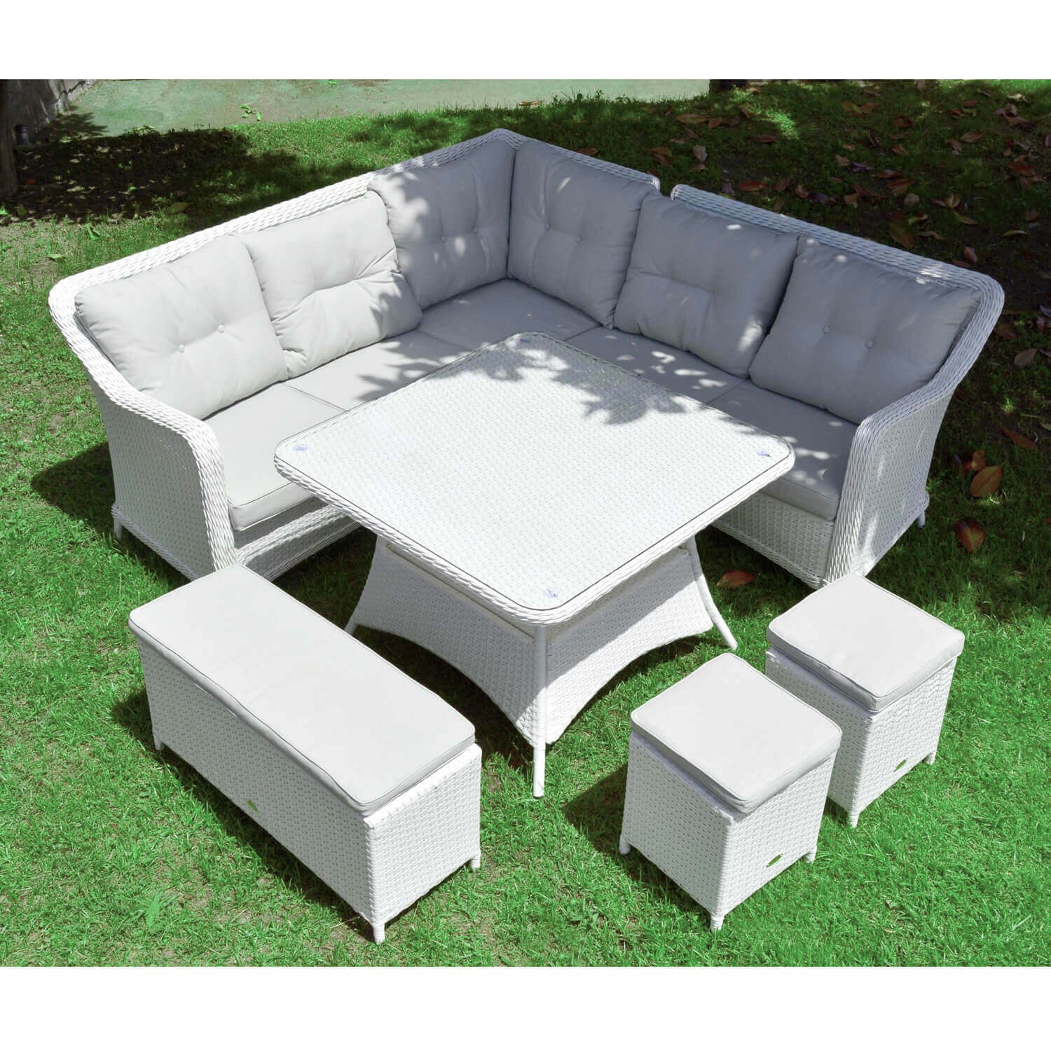 SALOTTO AD ANGOLO POLYRATTAN BIANCO