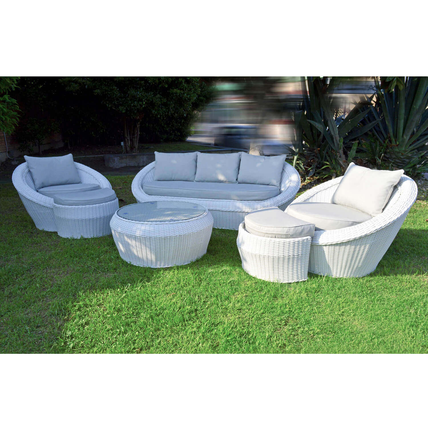 SALOTTO POLYRATTAN CM.200X91 BIANCO