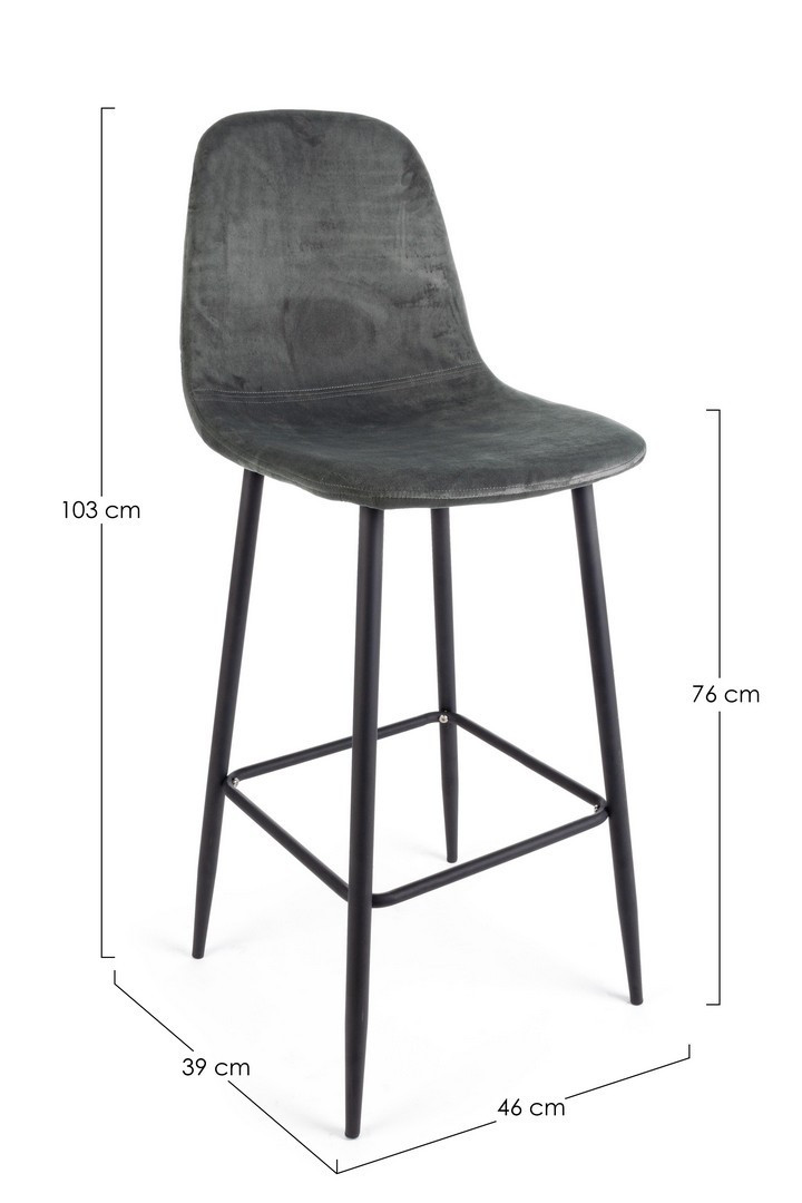 SGABELLO IRELIA VELLUTO GRIGIO SCURO