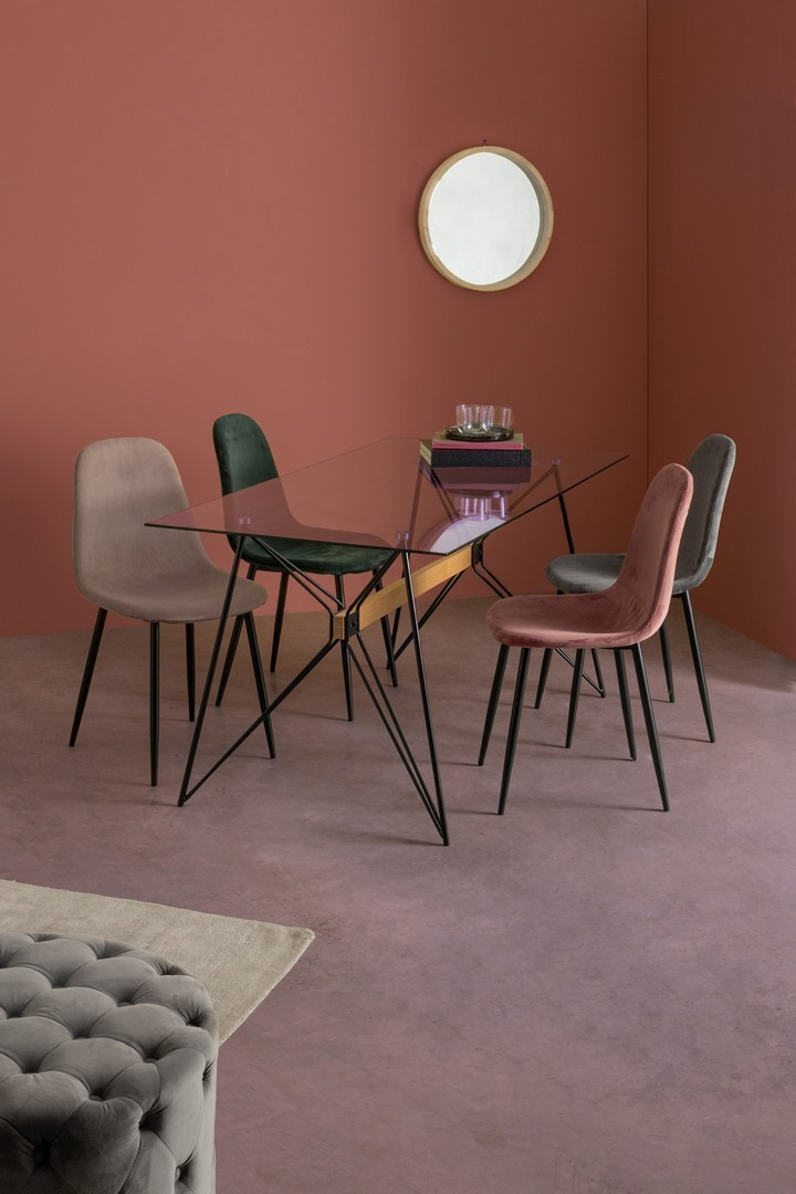 SEDIA IRELIA VELLUTO ROSA