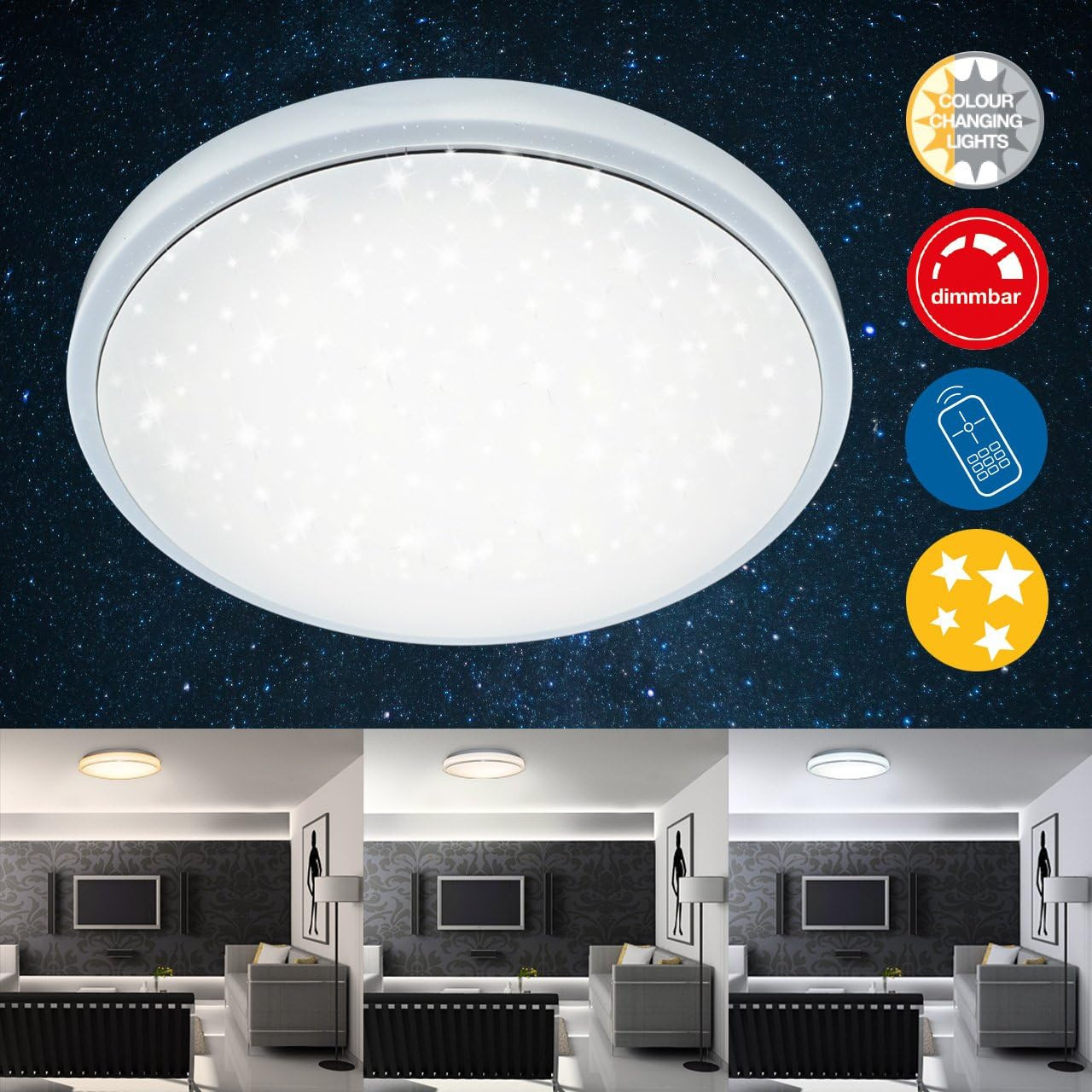 STAR PLAFONIERA 1LED 24W BIANCA CON TELECOMANDO