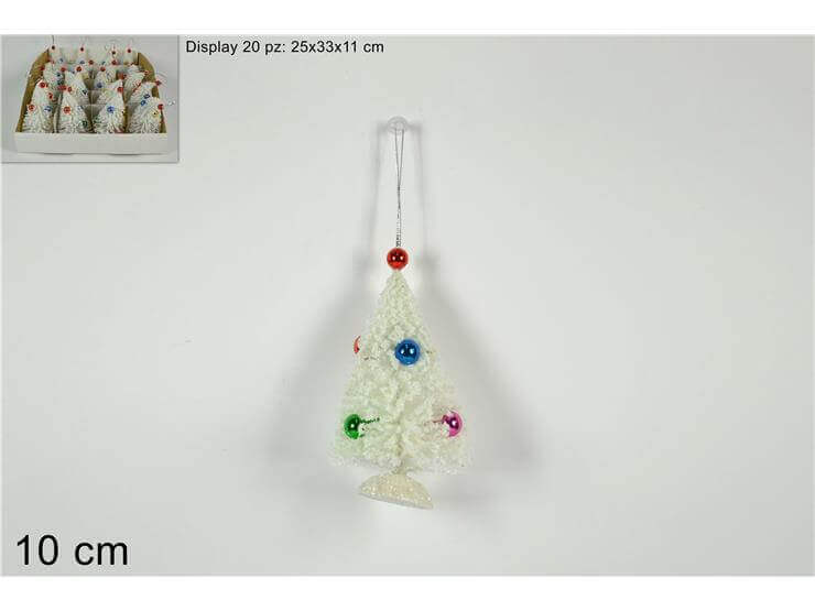 ALBERELLO 10.5CM CON PALLINE BIANCO