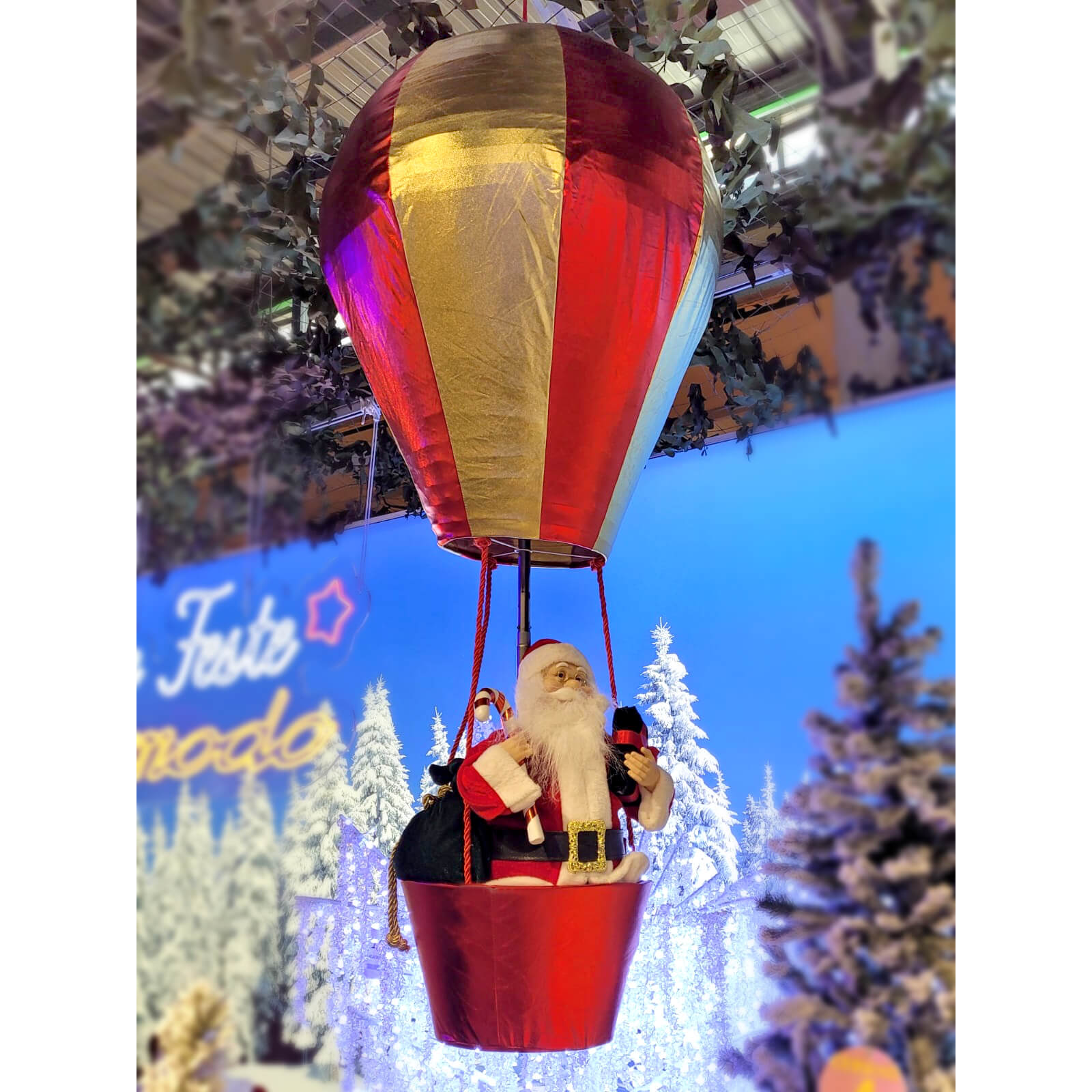 *MONGOLFIERA CON BABBO NATALE CM.150 VERDE/ROSSO