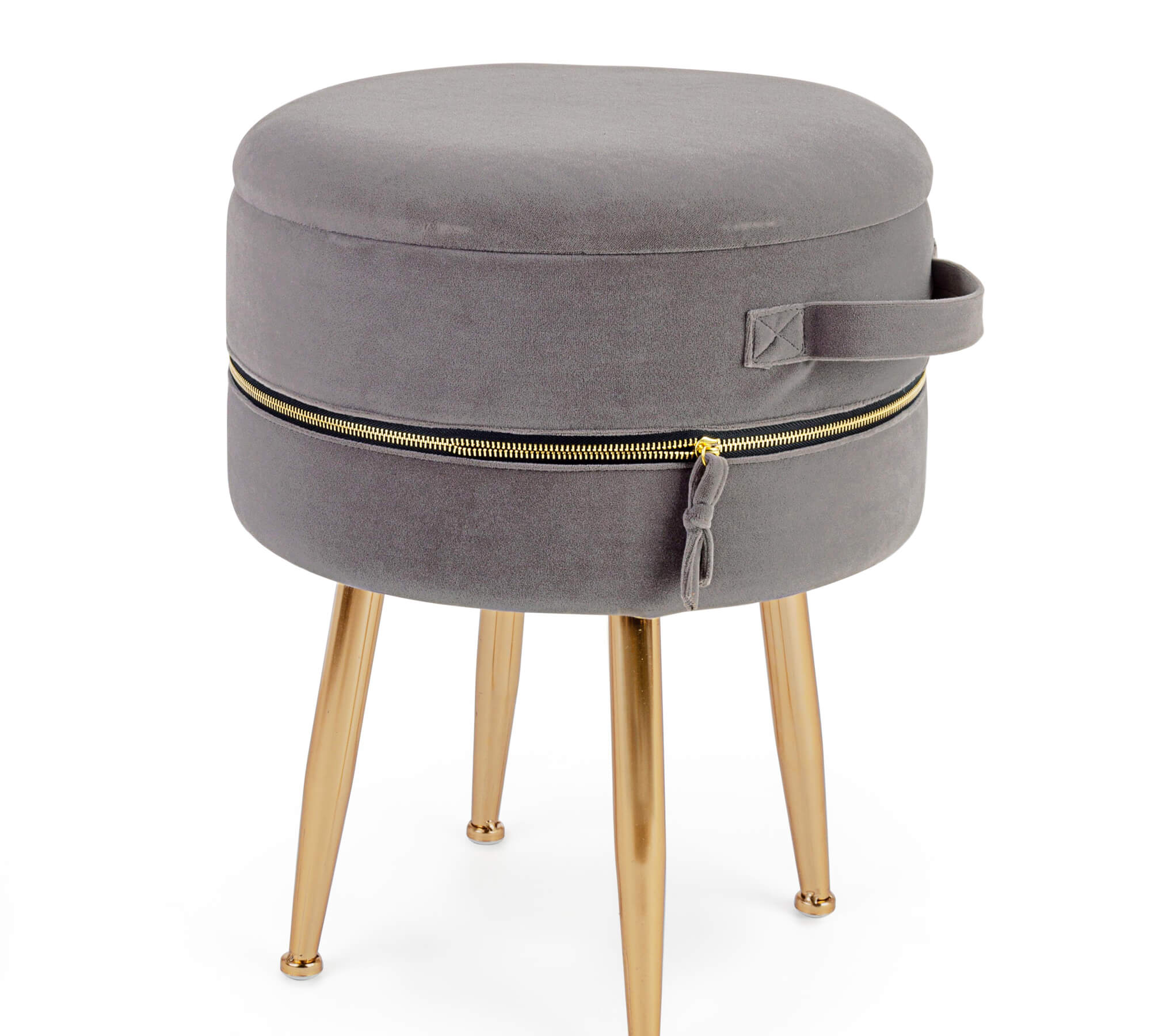 *SGABELLO CONTENITORE PAVLINA VELLUTO D.34 GRIGIO