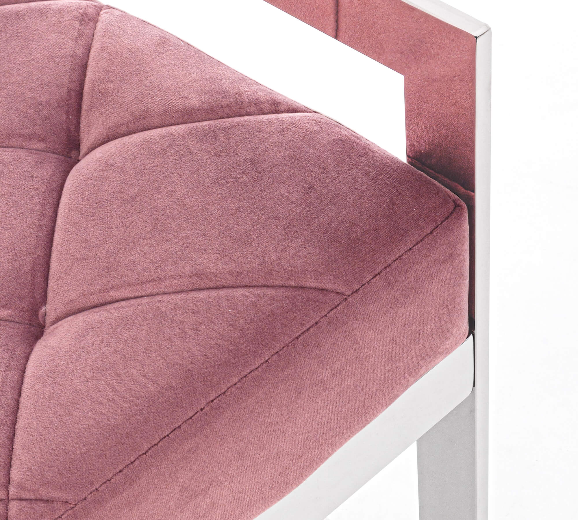 *PANCA SVEVA VELLUTO CM.97X44 ROSA STRUTT.ACCIAIO