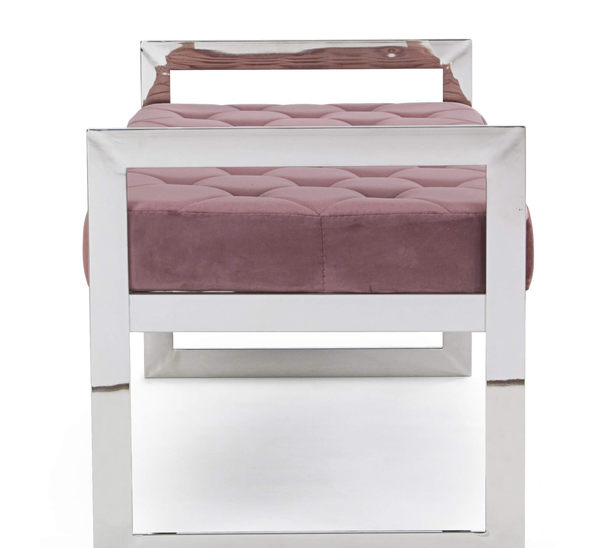 *PANCA SVEVA VELLUTO CM.97X44 ROSA STRUTT.ACCIAIO