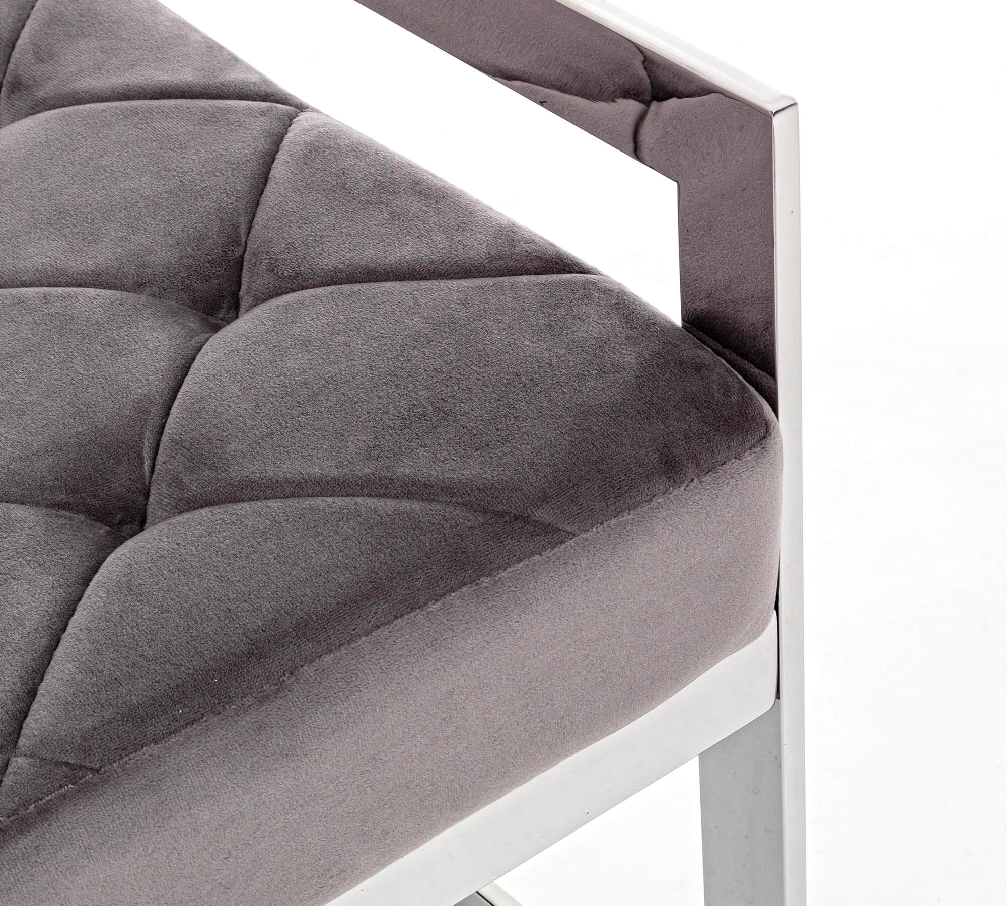 *PANCA SVEVA VELLUTO CM.97X44 GRIGIO STRUTT.ACCIAI