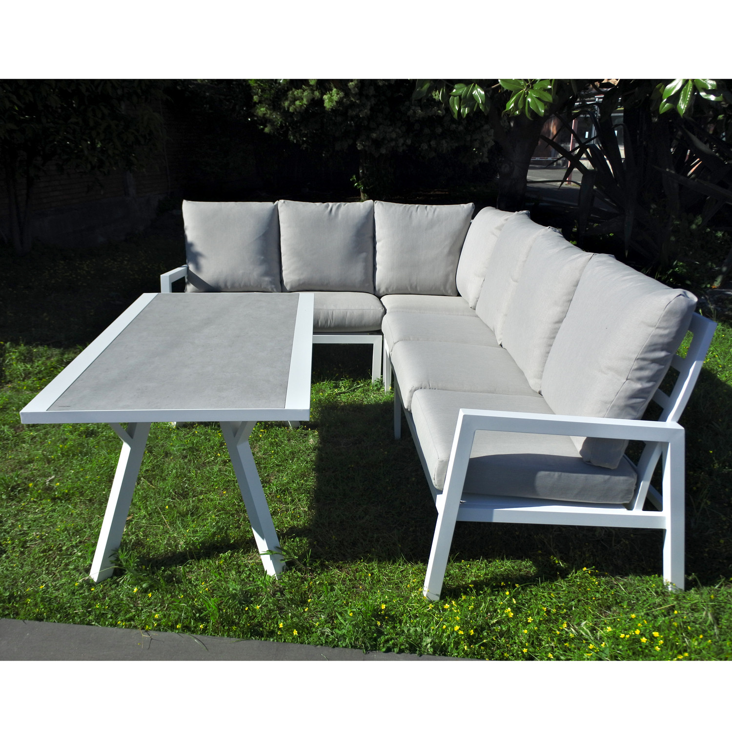 SALOTTO ANGOLO ALLUMINIO BIANCO CM.250X195