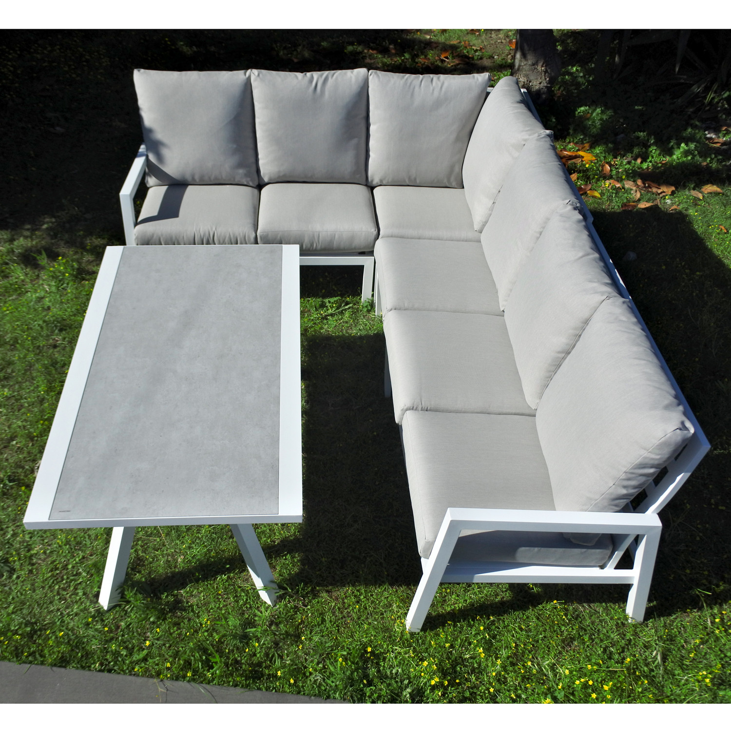 SALOTTO ANGOLO ALLUMINIO BIANCO CM.250X195