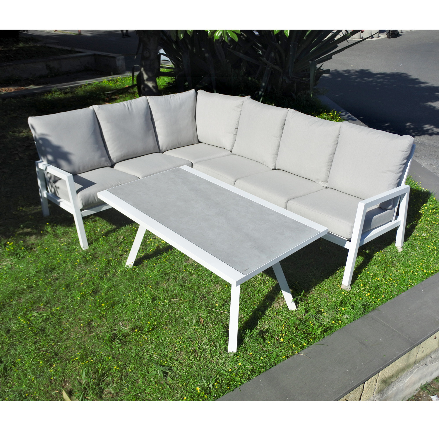 SALOTTO ANGOLO ALLUMINIO BIANCO CM.250X195