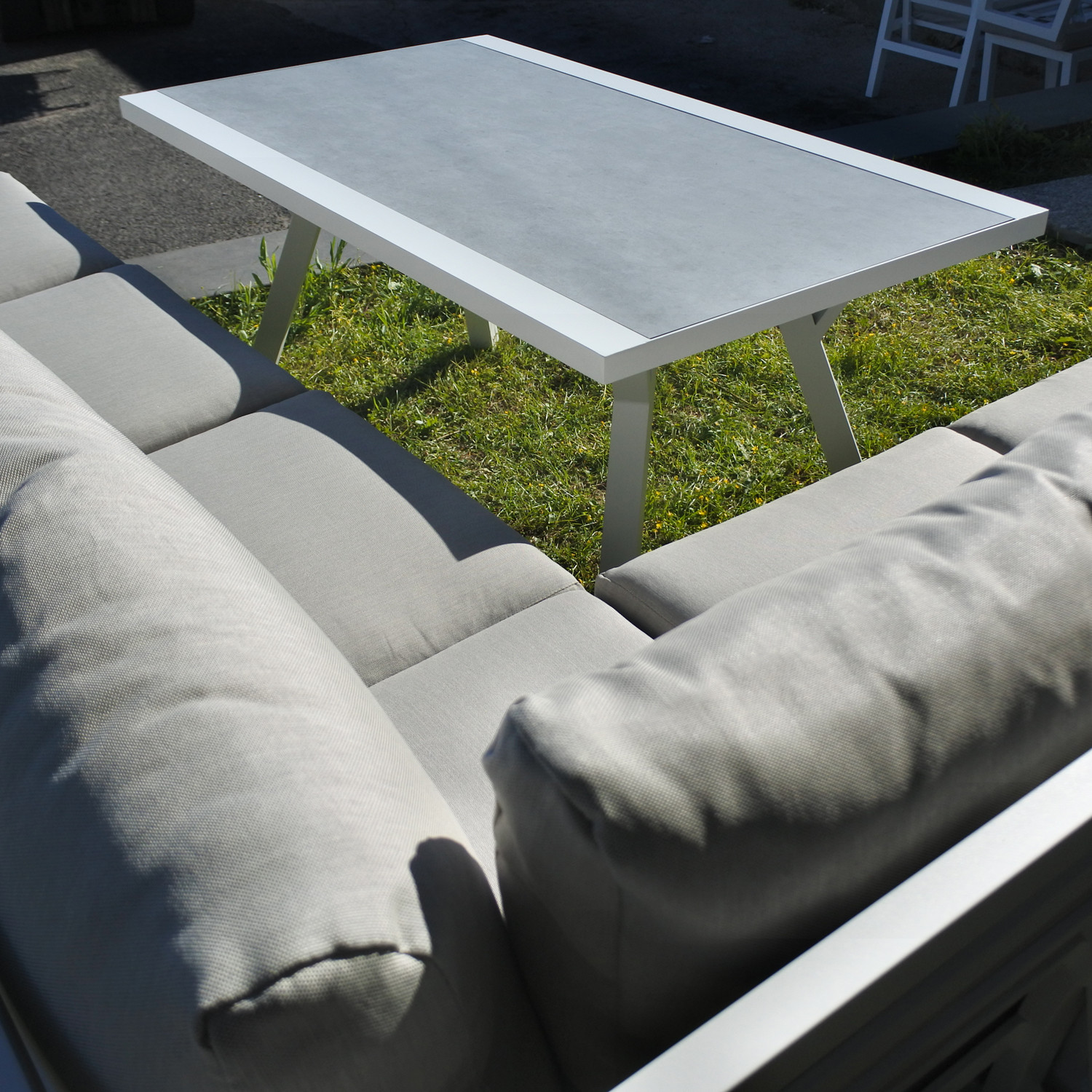 SALOTTO ANGOLO ALLUMINIO BIANCO CM.250X195