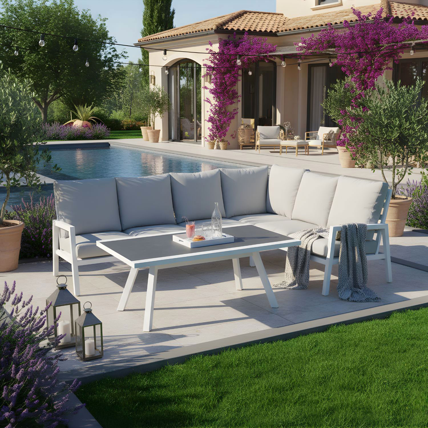 *SALOTTO ANGOLO ALLUMINIO BIANCO CM.250X195