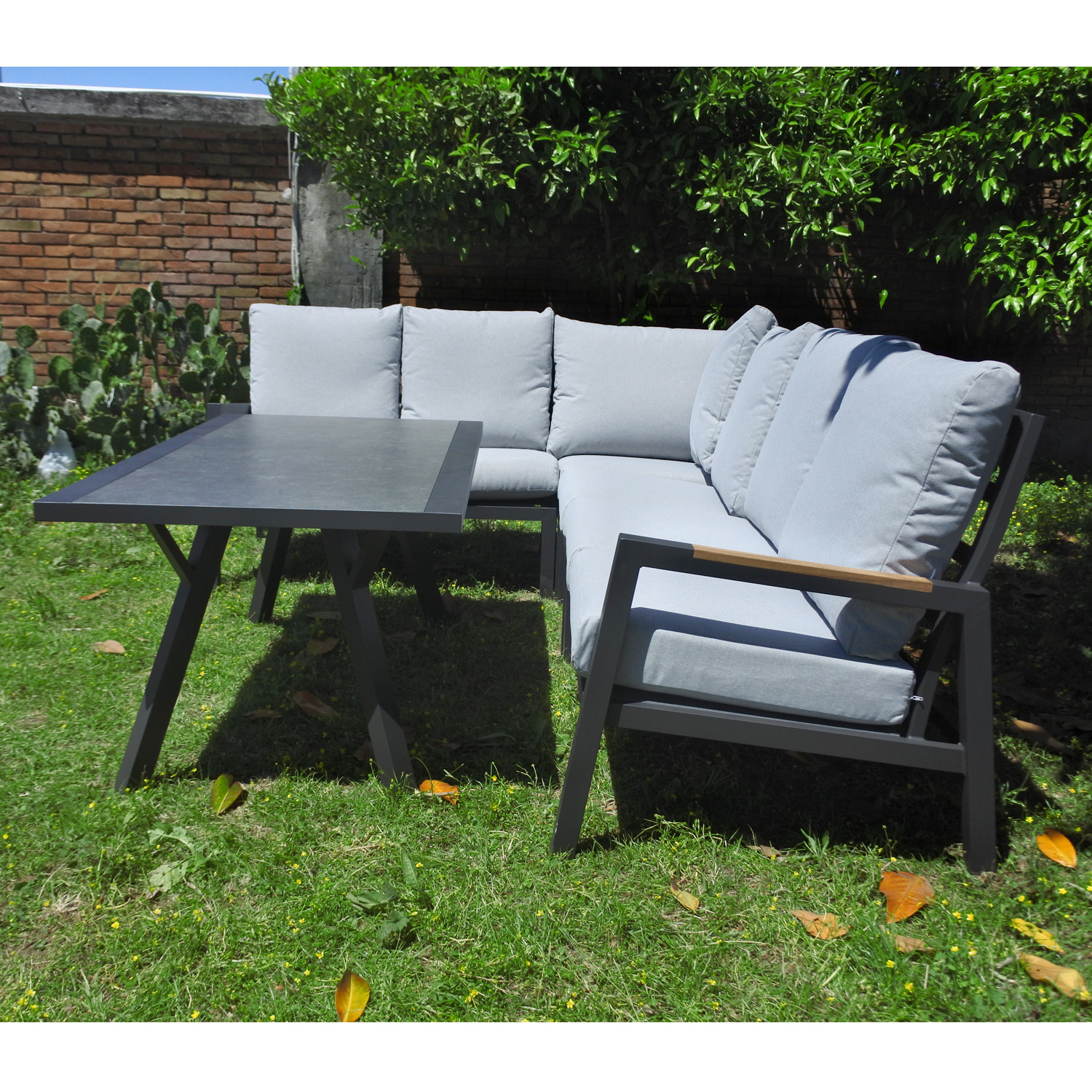 SALOTTO ANGOLO ALLUMINIO GRIGIO CM.250X195