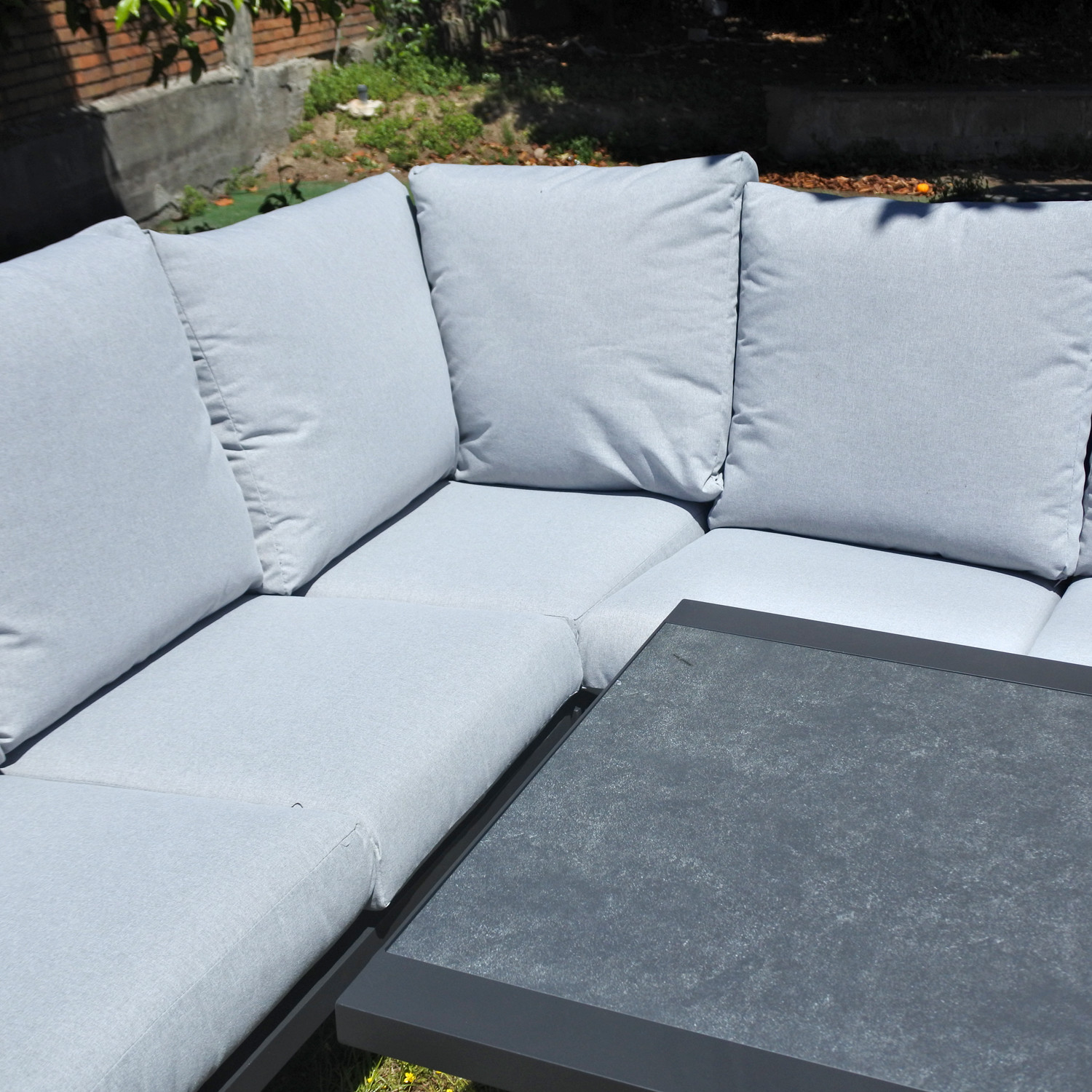 SALOTTO ANGOLO ALLUMINIO GRIGIO CM.250X195