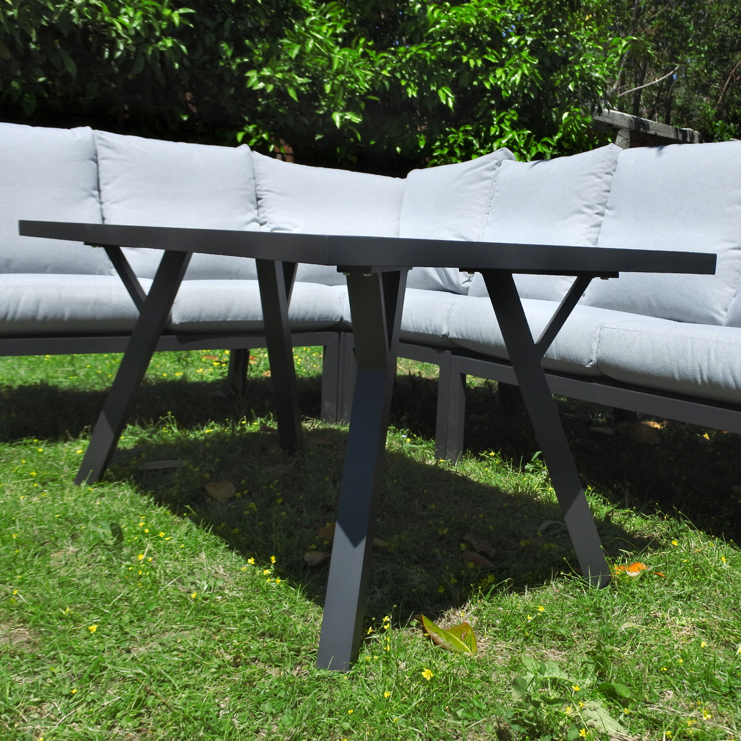 SALOTTO ANGOLO ALLUMINIO GRIGIO CM.250X195